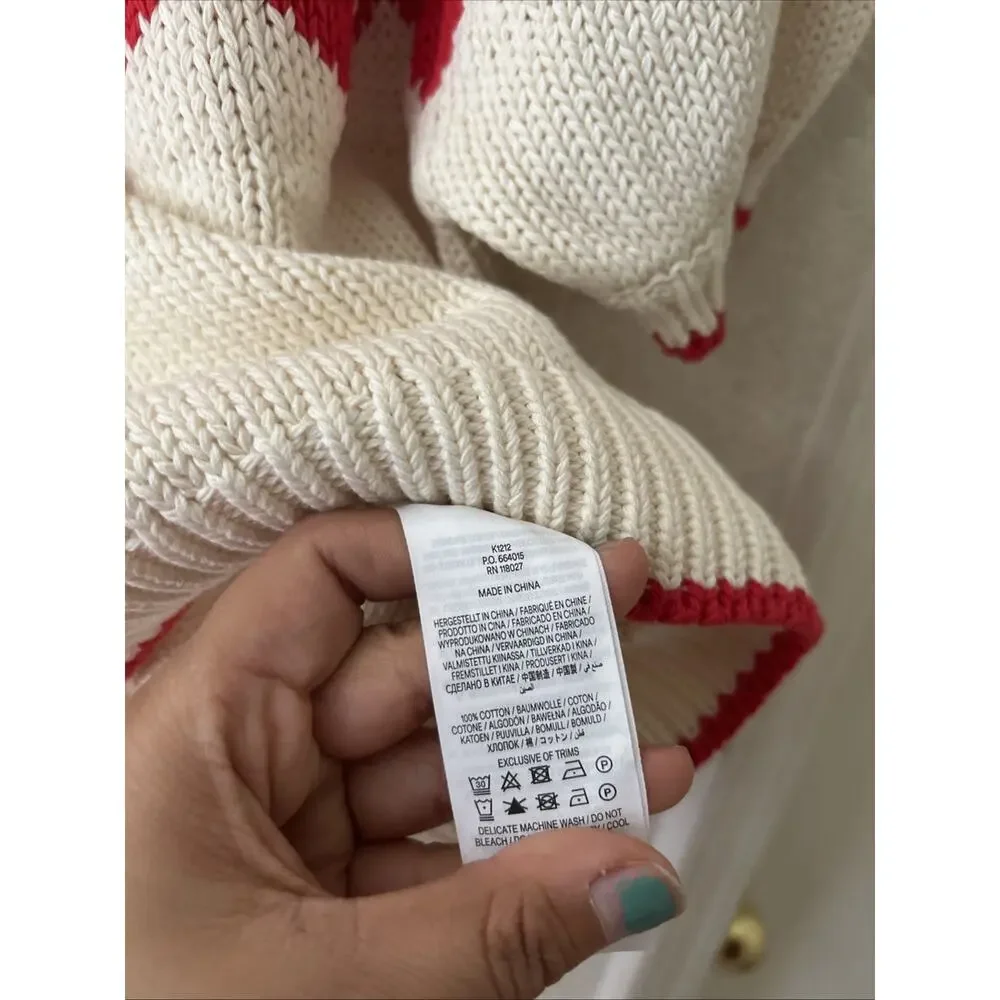 BODEN Margot Puff Sleeve T-shirt Warm Ivory / Red Hearts NWT $150
